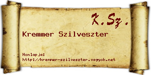 Kremmer Szilveszter névjegykártya